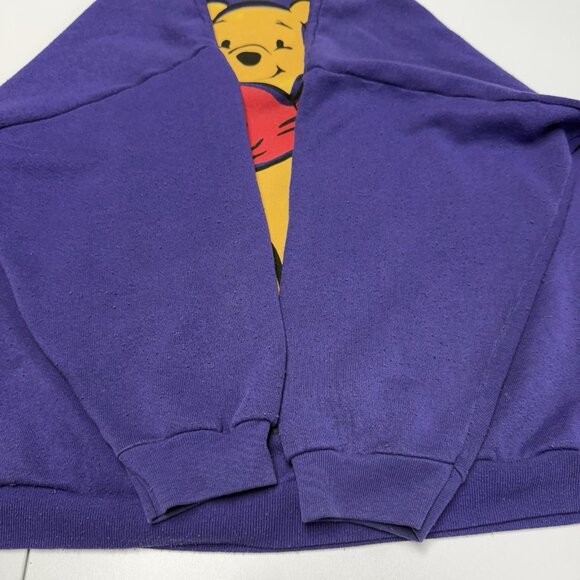 Vintage Winnie The Pooh Sweatshirt Oversized L Purple Crew Neck Cartoon 90s Y2K - Picture 12 of 16